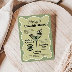 Martini Glass Invite for Cocktail Party, Editable Template, Printable Invite, Modern Design, Instant Download