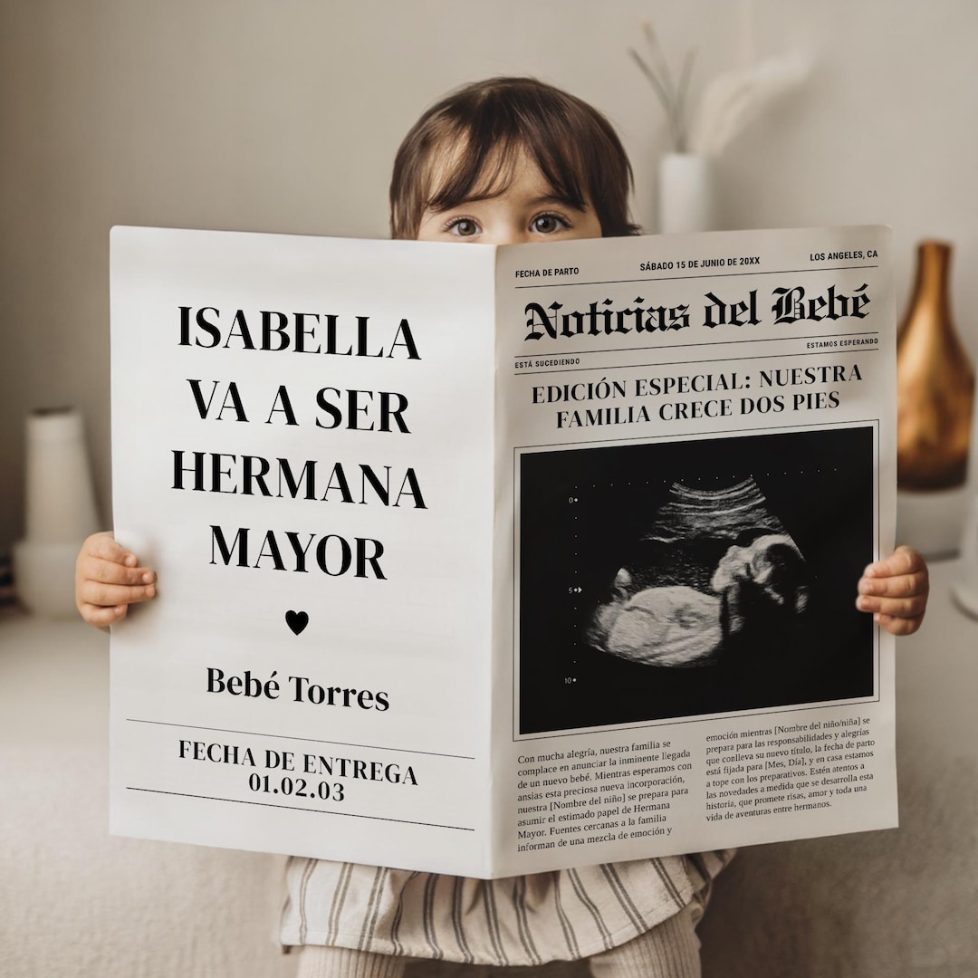 Anuncio De Embarazo Digital - Spanish Pregnancy Announcement - Editable Baby Reveal Template - Instagram Baby Reveal Template
