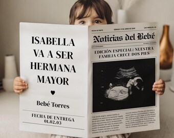 Anuncio De Embarazo Digital - Spanish Pregnancy Announcement - Editable Baby Reveal Template - Instagram Baby Reveal Template