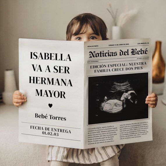 Anuncio De Embarazo Digital - Spanish Pregnancy Announcement - Editable Baby Reveal Template - Instagram Baby Reveal Template