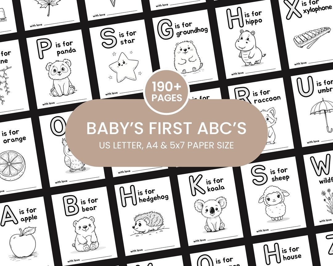 Babys first abc book baby shower coloring book baby shower abc book baby memory book abc coloring book abc book baby shower Canva template