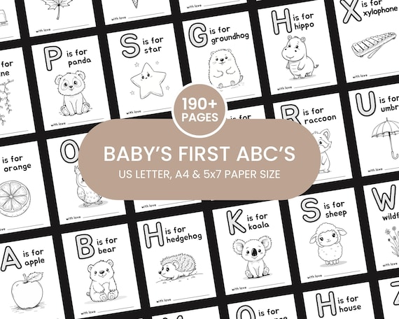Babys first abc book baby shower coloring book baby shower abc book baby memory book abc coloring book abc book baby shower Canva template