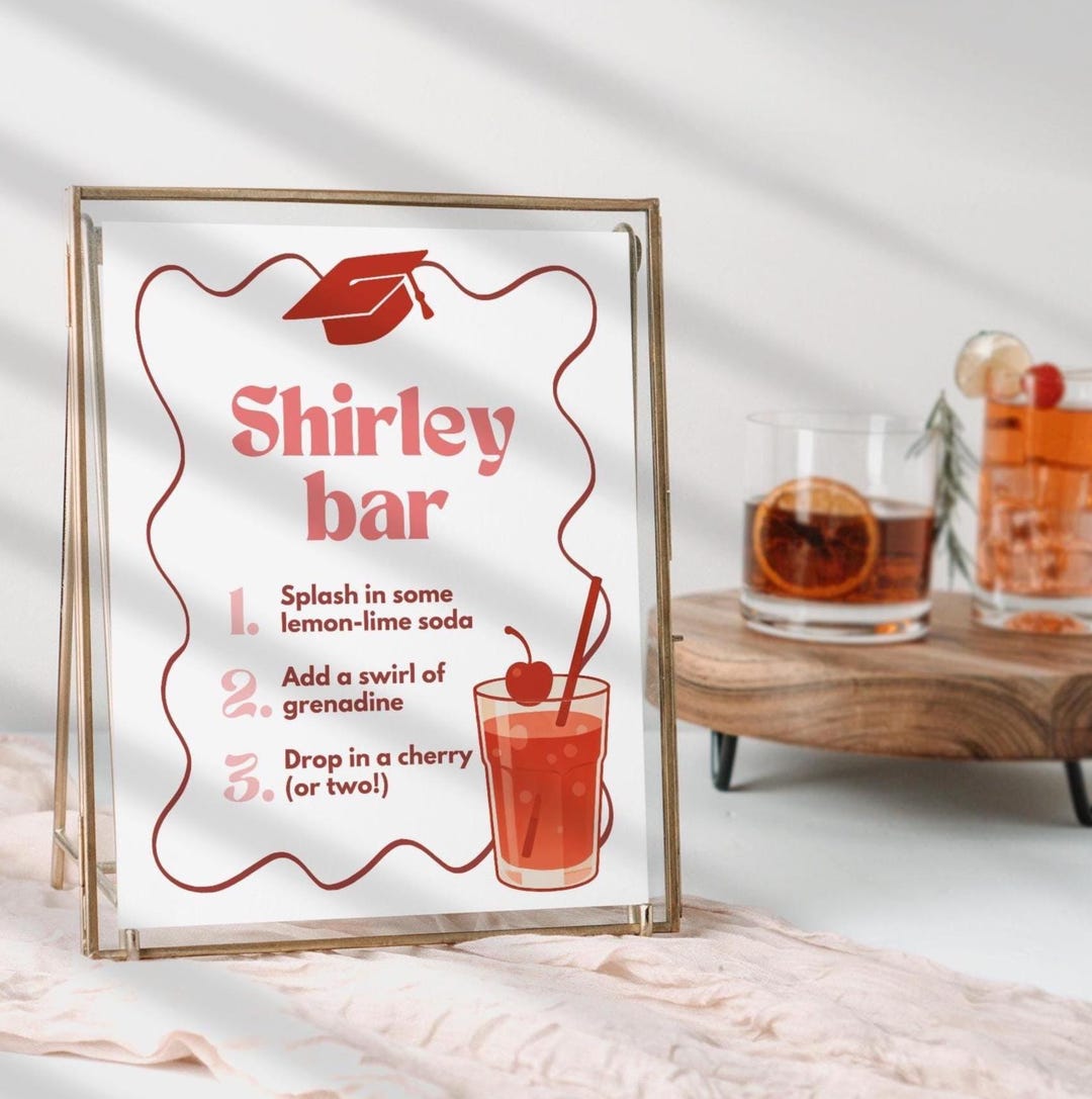 Shirley Temple Bar Sign, Shirley Temple Graduation Bar Sign, Shirley Temple Bar For Graduates, Shirley Temple station sign