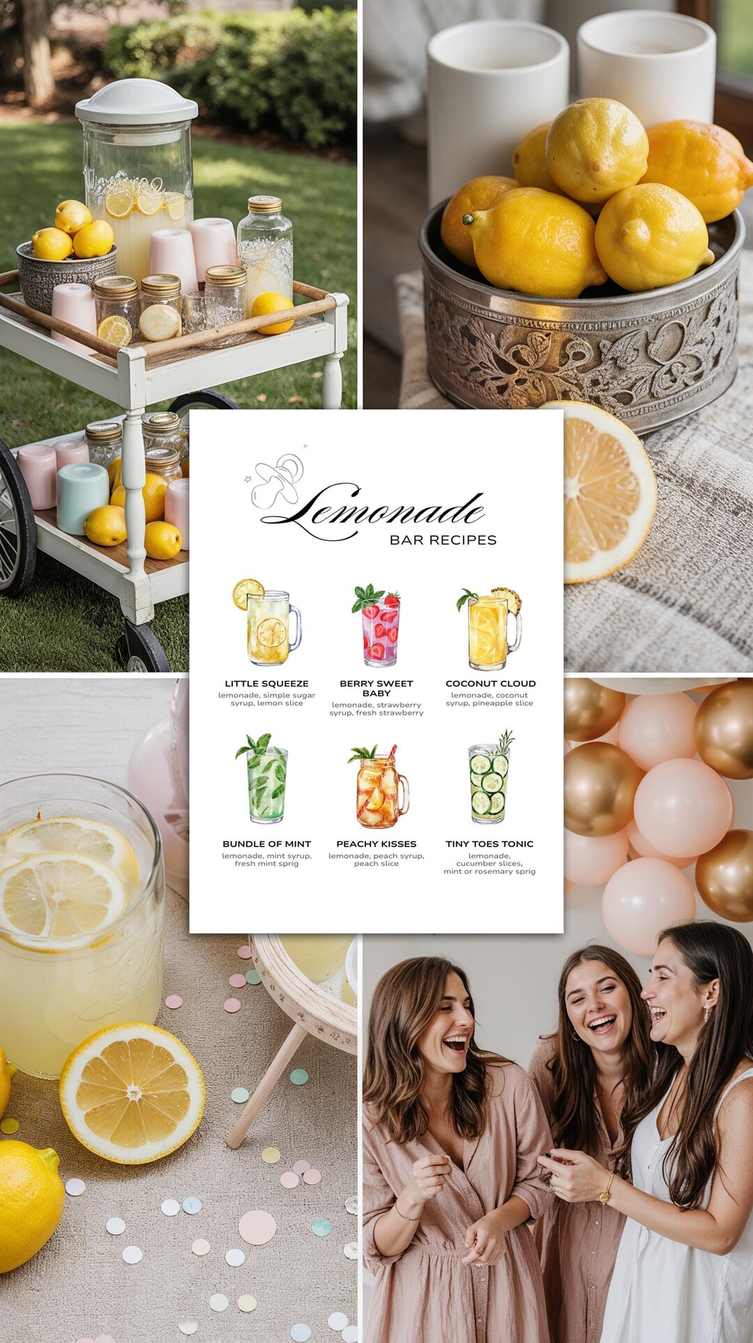 Lemonade Baby Shower Sign, Non Alcoholic Drink Station Template, Printable Drink Station Decor, Editable Canva Template, Lemon Party Sign