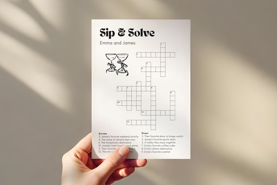 Small Wedding Crossword Sip And Solve Wedding Crossword 5x7 Custom Crossword Puzzle Wedding Template Sip And Solve Crossword Template