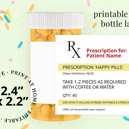 Chill Pill Label Printable Prescription Label Funny Coworker - Etsy