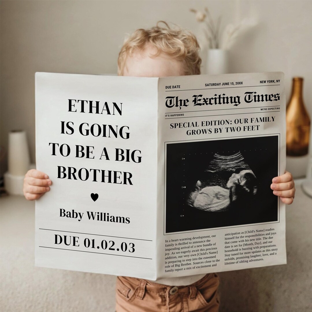 Big Brother Pregnancy Announcement, Fun Digital Template for Sibling Reveal, Editable Baby Announcement