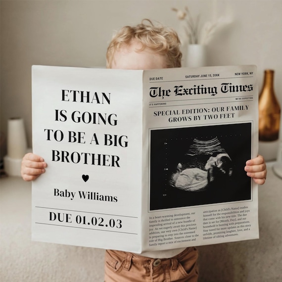 Big Brother Pregnancy Announcement, Fun Digital Template for Sibling Reveal, Editable Baby Announcement