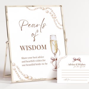 Pearls Of Wisdom Card - Pearls and Prosecco - Advice And Wishes - Bridal Shower Decor - Well Wishes Card | BRSHPPRLS01