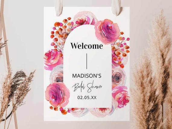 Welcome Sign For Bridal Shower Flowers, Petals & Prosecco Arch Design | BRSH01PP