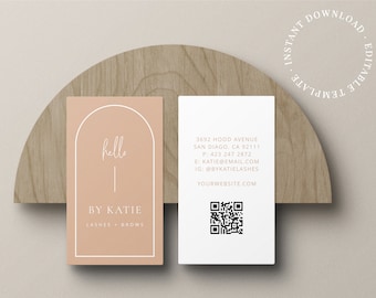 Blush Pink Minimalist Arch Beauty Esthetician Simple Business Card Template