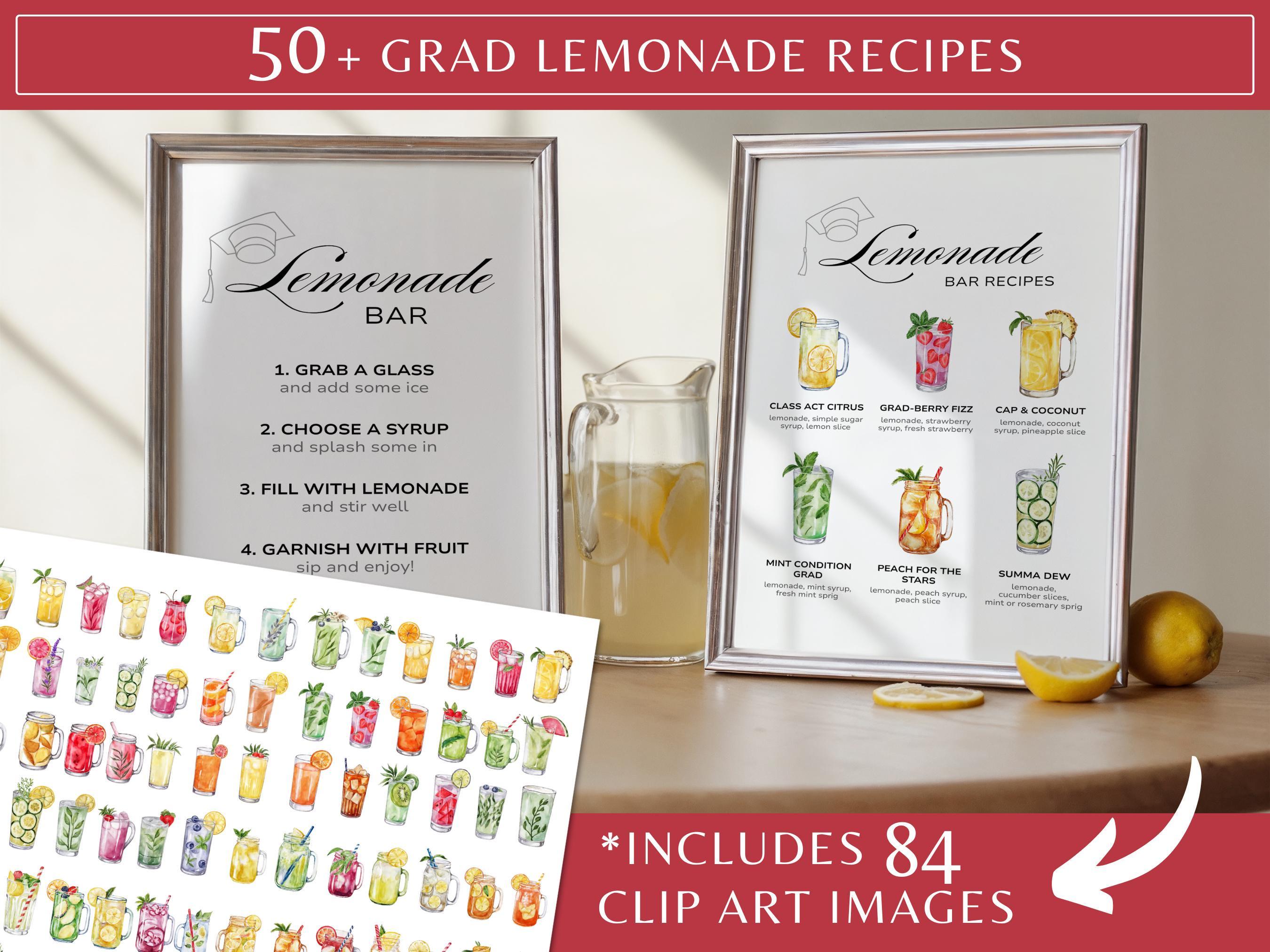 Graduation Lemonade Bar Sign Custom, Lemonade Bar Recipe Sign, Lemonade Bar Instructions Sign, Lemonade Bar Sign Canva, Lemonade Bar Grad