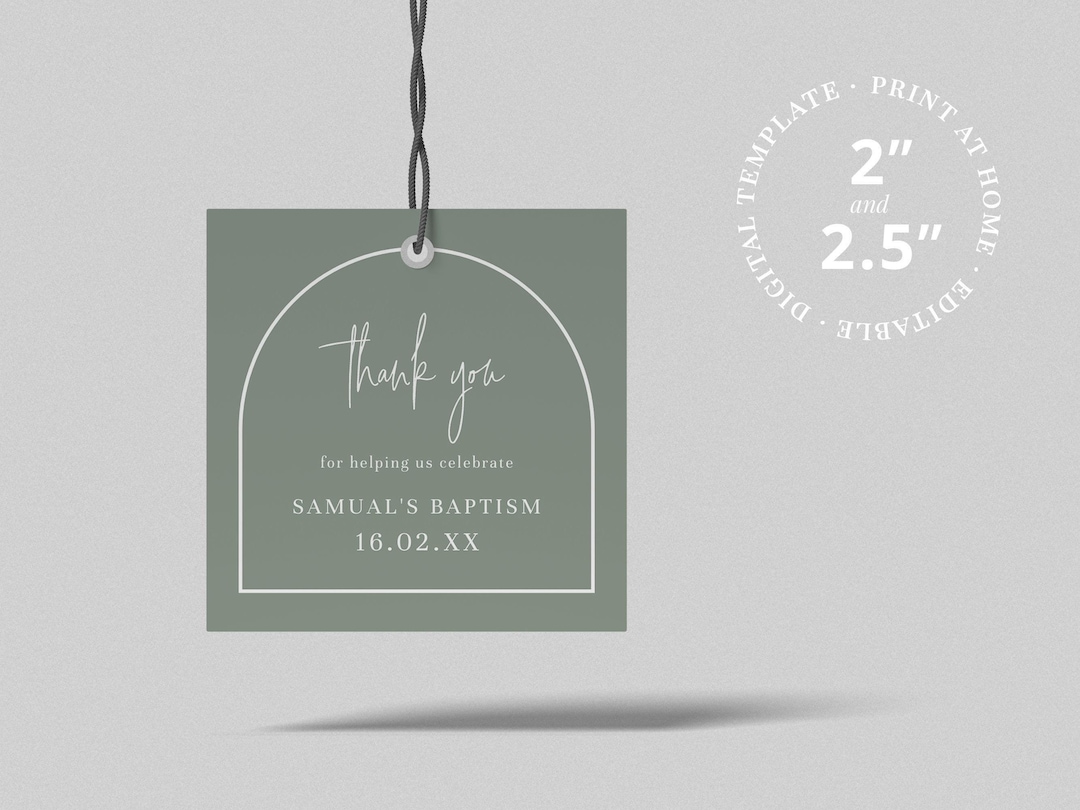 Baptism Favor Cards Boy INSTANT DOWNLOAD Template