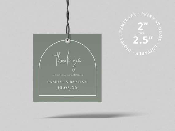 Baptism Favor Cards Boy INSTANT DOWNLOAD Template