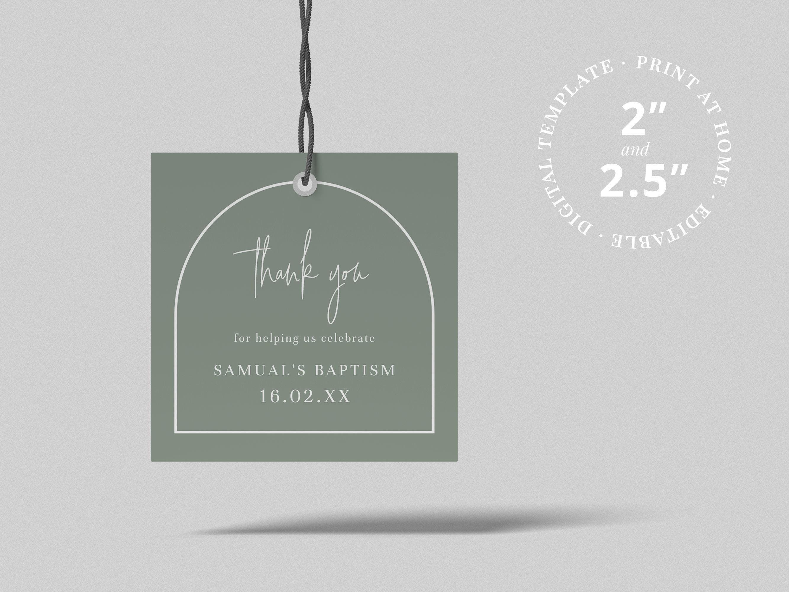 Baptism Favor Cards Boy INSTANT DOWNLOAD Template
