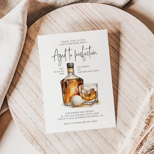 Faire-part whisky, Faire-part d'anniversaire whisky, Faire-part pour homme, Faire-part d'anniversaire pour homme, Anniversaire de whisky, Vieilli jusqu'à la perfection | AB01WB image 8