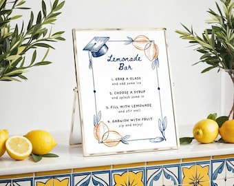 Receptskylt för lemonadbar - Recept för lemonadbar - Examen Lemonadbar-skylt - Recept för lemonadbar - Redigerbar menyskylt - Dryckesstation