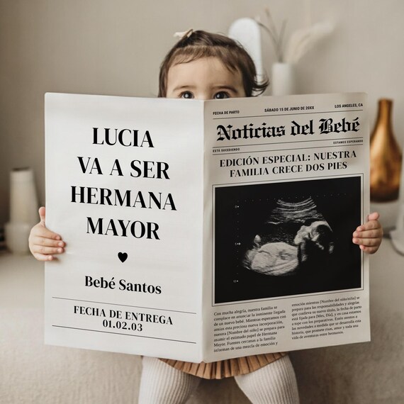 Spanish Pregnancy Reveal - Canva Social Media Post - Nuestro pequeño milagro está en camino Template