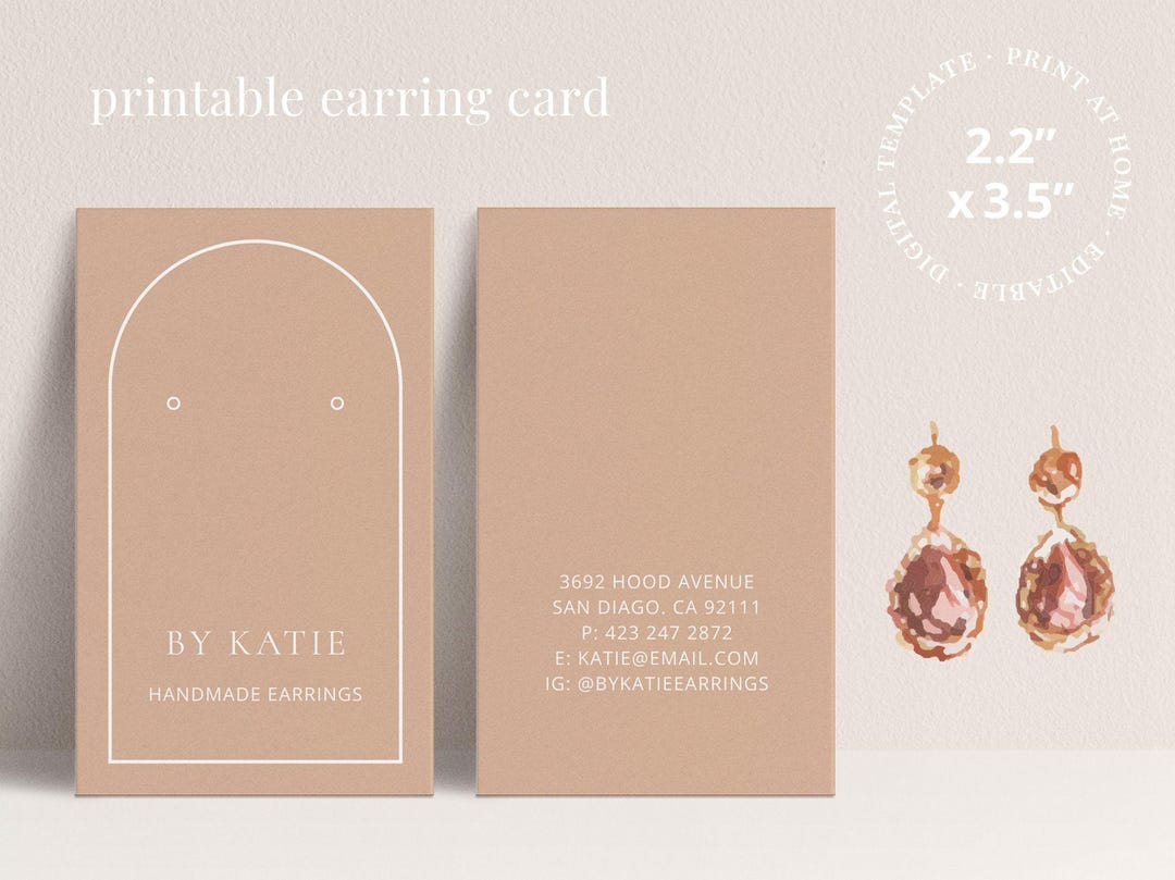 Earring Display Card Template, Blush Pink Modern Arch Design