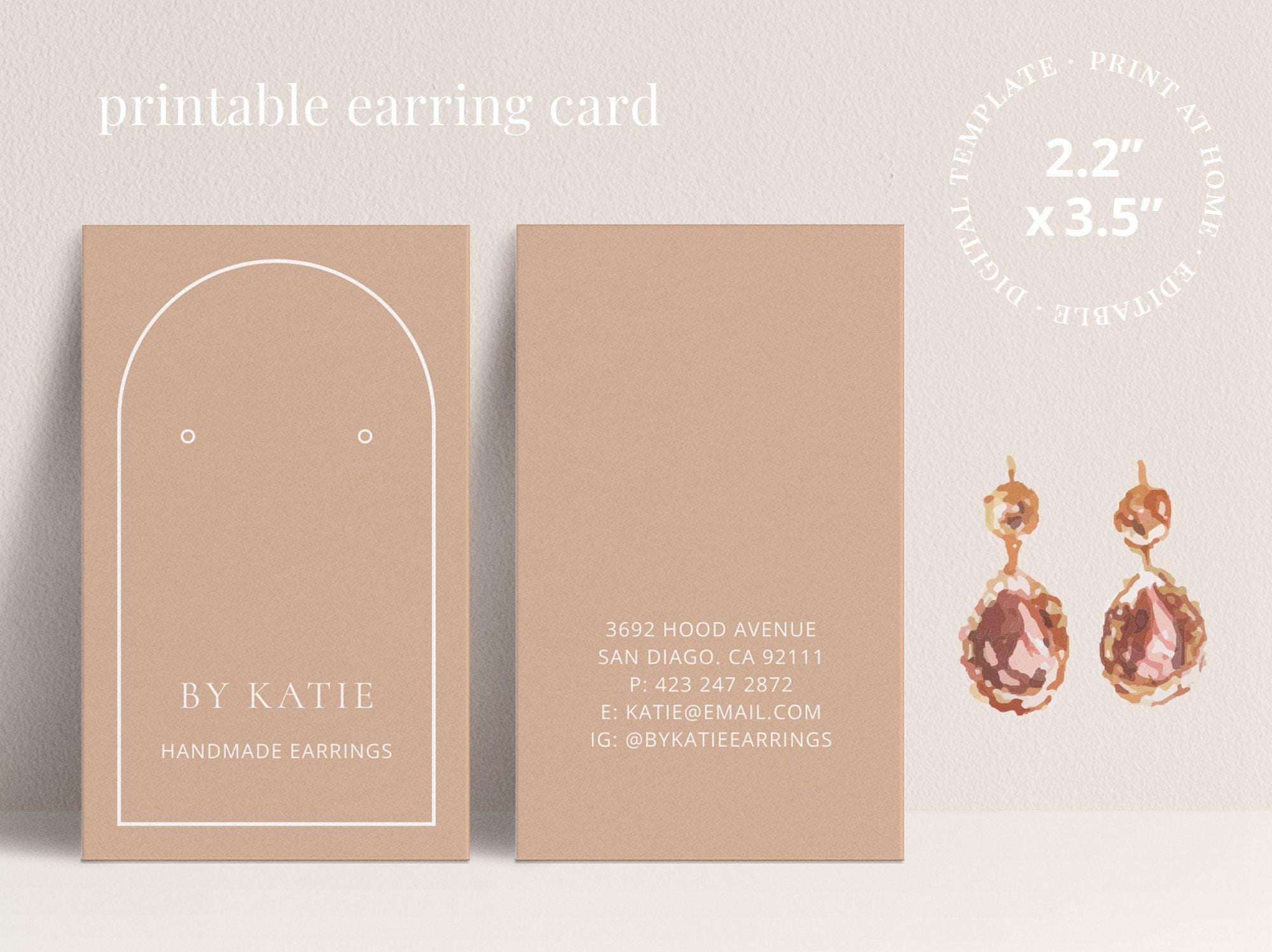 Earring Display Card Template, Blush Pink Modern Arch Design