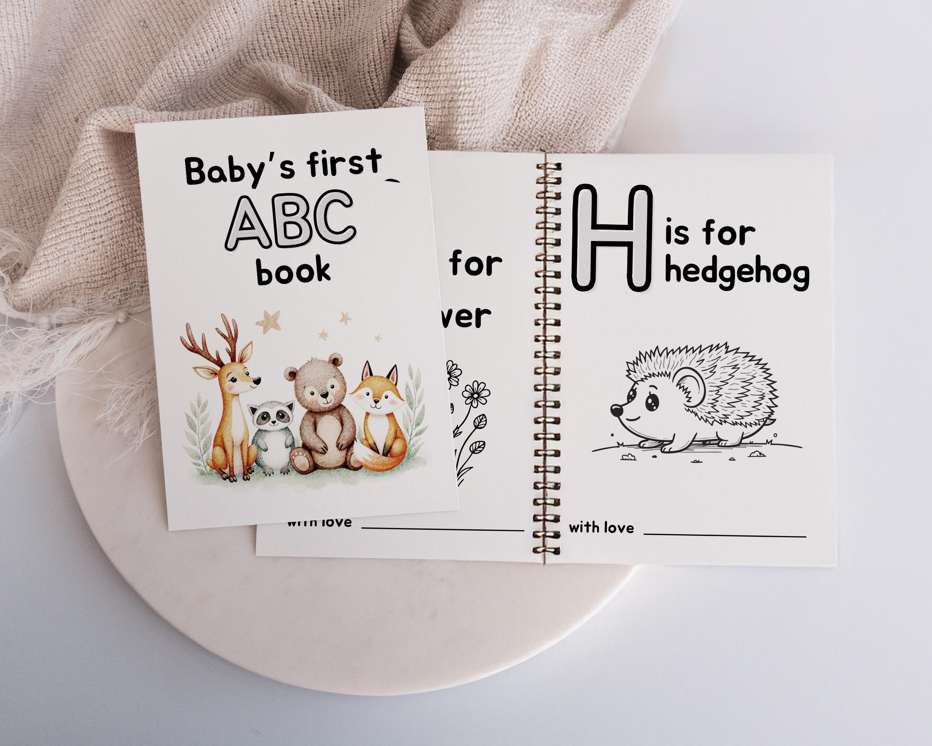 Baby memory book babys first abc book alphabet animals woodland baby shower alphabet flashcards abc coloring pages forest animal TEMPLATES