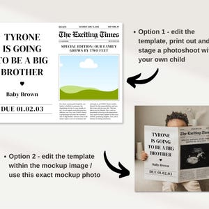 Big Brother Announcement - Digital Pregnancy Announcement - Promoted to Big Brother - Editable Newspaper Template image 2