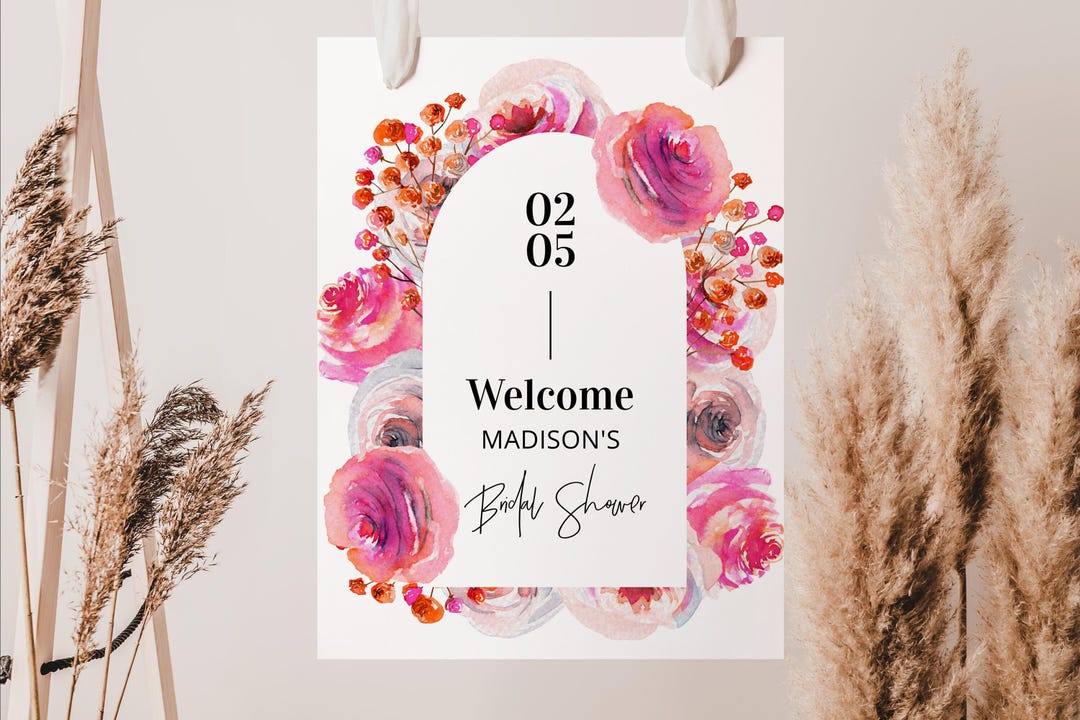 Welcome Sign Bridal Shower With Flowers, Petals & Prosecco Arch Design | BRSH01PP