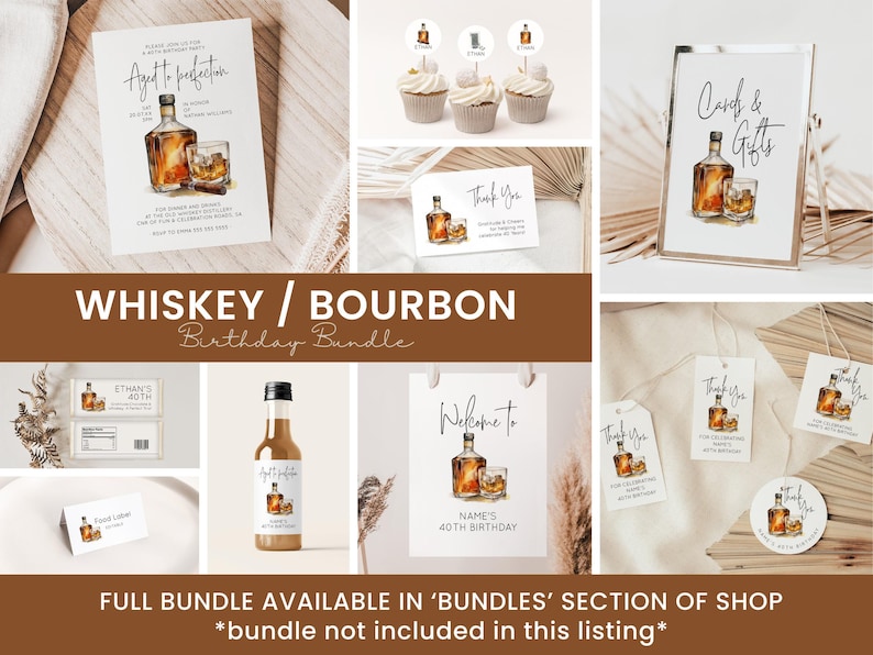 Faire-part whisky, Faire-part d'anniversaire whisky, Faire-part pour homme, Faire-part d'anniversaire pour homme, Anniversaire de whisky, Vieilli jusqu'à la perfection | AB01WB image 2