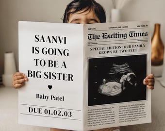 Second Pregnancy Announcement Template, Big Sister Edition, Editable Canva Baby Reveal, Baby Number 2 Reveal, Big Sister Digital Pregnancy