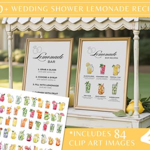 Printable Lemonade Stand Menu - Wedding & Bridal Shower Drink Station - Editable Canva Template - Non-Alcoholic Citrus Bar Sign