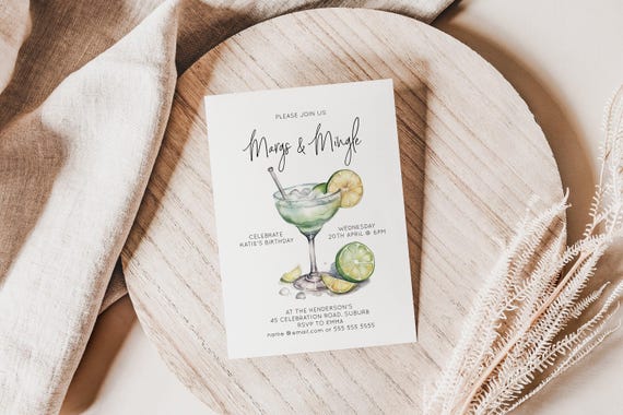 Margarita Invitation | Cocktail Party | Mexican Theme Birthday Invitation Text For Adults | Adult Birthday Party Invitation For Phone