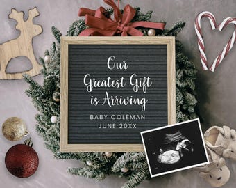 Anuncio de embarazo editable, anuncio de embarazo editable para redes sociales, anuncio de embarazo navideño, anuncio de embarazo para Instagram