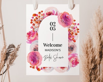 Welcome Sign Bridal Shower With Flowers, Petals & Prosecco Arch Design | BRSH01PP