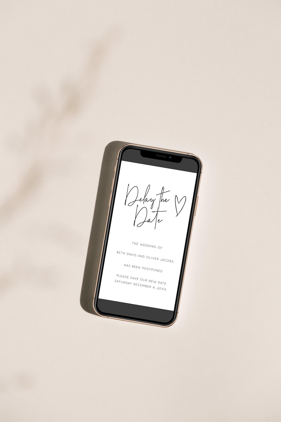 Wedding Postponement, Delay the Date, Change the Date, Digital Template, Electronic Change the Date Minimalist, Postpone my Wedding