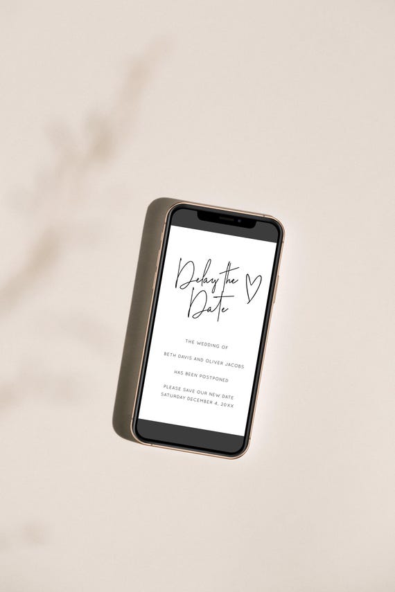 Wedding Postponement, Delay the Date, Change the Date, Digital Template, Electronic Change the Date Minimalist, Postpone my Wedding