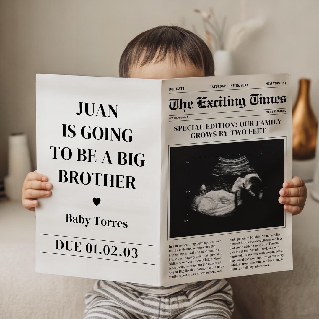 Big Brother Announcement For Toddlers, Editable Digital Pregnancy Announcement, Big Brother Reveal for Instagram, Sibling Announcement
