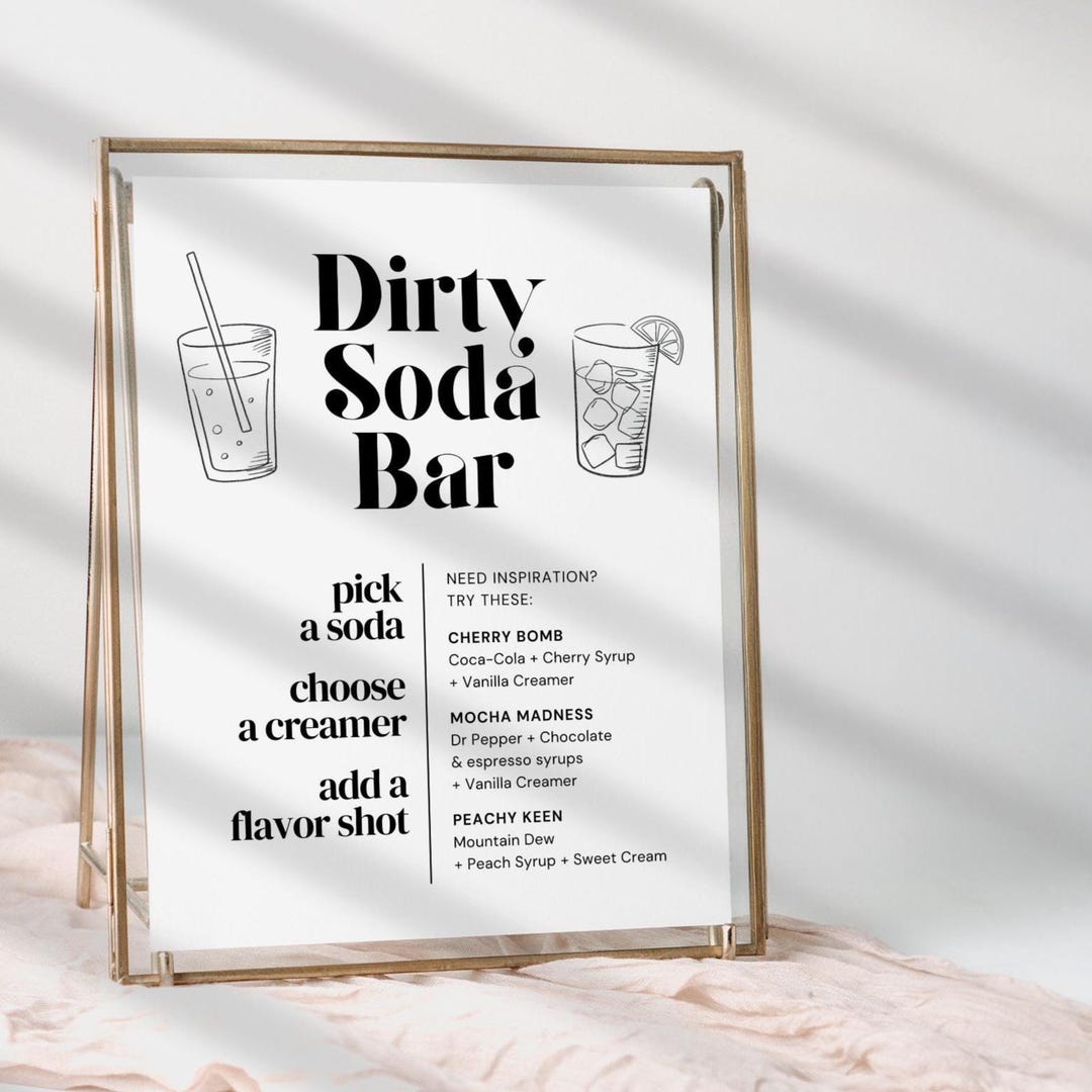 Dirty Soda Bar Recipe Sign - Dirty Soda Bar Menu - Graduation Soda Station Sign - Printable Drink Menu - Soda Bar Instructions - Editable