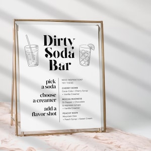 Dirty Soda Bar Recipe Sign - Dirty Soda Bar Menu - Graduation Soda Station Sign - Printable Drink Menu - Soda Bar Instructions - Editable