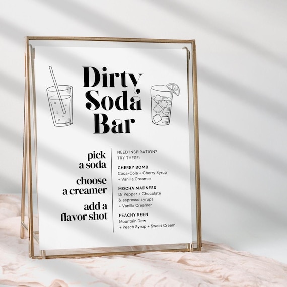 Dirty Soda Bar Recipe Sign - Dirty Soda Bar Menu - Graduation Soda Station Sign - Printable Drink Menu - Soda Bar Instructions - Editable
