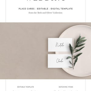 Wedding place cards DIY, minimal wedding place cards elegant, printable place card template, handwritten place cards, wedding escort cards