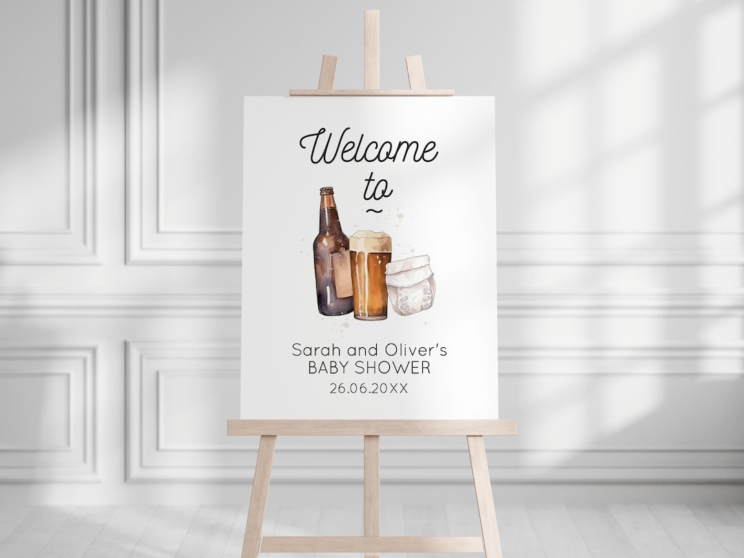 Diapers And Beer Baby Shower Co Ed Baby Shower Welcome Sign Couples Baby shower Coed Baby Shower Baby Brewing Editable TEMPLATE