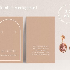 Earring Display Card Template, Blush Pink Modern Arch Design