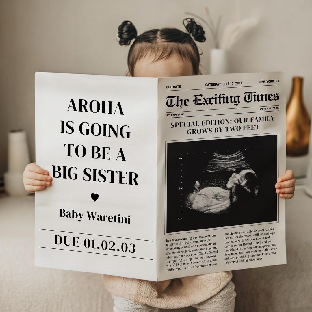 New Baby Announcement Sign - Social Media Prop - 2nd or 3rd Baby Reveal - Pregnancy News Sign - Personalized Baby Announcement