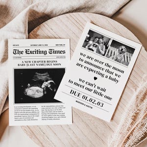 New Baby Announcement Newspaper Pregnancy Announcement Newspaper Template Newspaper For Pregnancy Announcement Card CANVA TEMPLATE
