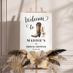 Boots & Bubbly Welcome Sign for Bridal Shower - Rustic Western Party Decor, Country Wedding, Cowgirl Theme