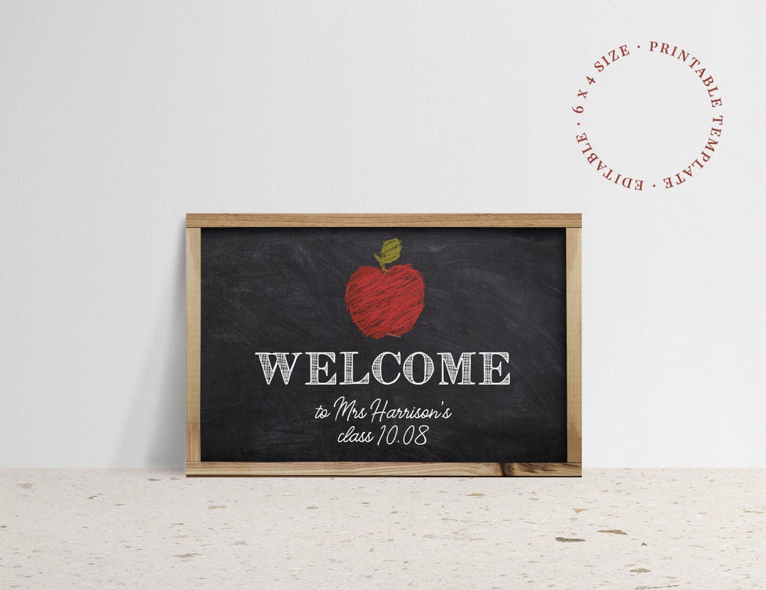 Chalkboard Welcome Back to School Class Teacher Postcard Editable Template