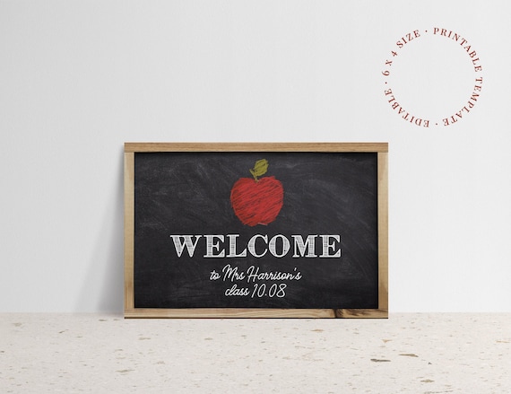 Chalkboard Welcome Back to School Class Teacher Postcard Editable Template