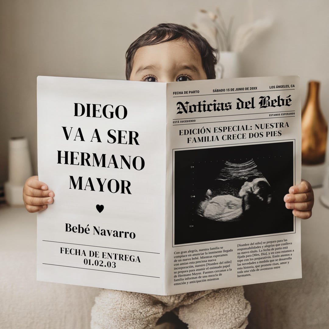 Pregnancy Announcement To Family Spanish, Anuncio De Embarazo Para Familia, Editable Digital Template, Spanish Pregnancy Reveal