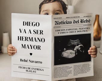 Pregnancy Announcement To Family Spanish, Anuncio De Embarazo Para Familia, Editable Digital Template, Spanish Pregnancy Reveal