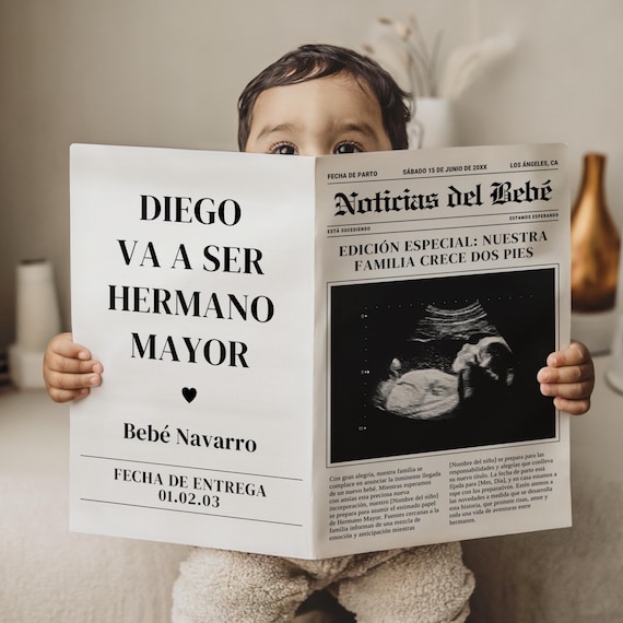 Pregnancy Announcement To Family Spanish, Anuncio De Embarazo Para Familia, Editable Digital Template, Spanish Pregnancy Reveal